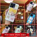 cute Skin feel silicone Phone Case For ZTE Blade V50 Vita Rotatable stand Dirt-resistant Cartoon phone lens protection. 