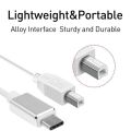 USB Type B Midi Cable To Type C Connector, Adapter Cable, Piano Audio Cable. 