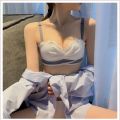 Student Girl Underwear Suit Small Chest Push up Big Anti-Sagging Korean Simple Breast Holding Underwired Bra. 