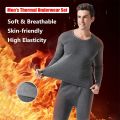 Winter Men Thermal Underwear Set Soft Cotton Fleece-lined Warm Panels Long Johns Top Bottom Set Thermo Clothing Pajamas. 