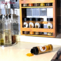 2 Tiered Spice Rack With 110Ml Glass Spice Bottle Wall Mount Wooden Spice Rack WRK100A. 