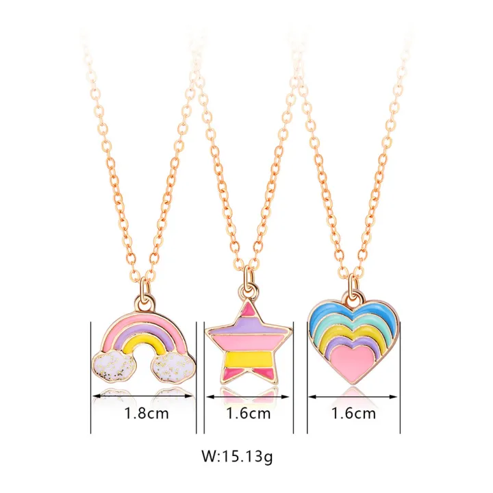 Kidlove%20Cute%20Necklaces%20For%20Teen%20Girls%20Kids%20Sweet%20Heart-shaped%20Star%20Cloud%20Pendant%20Clavicle%20Chain%20Necklace%20Birthday%20Gift%20-%20Image%203