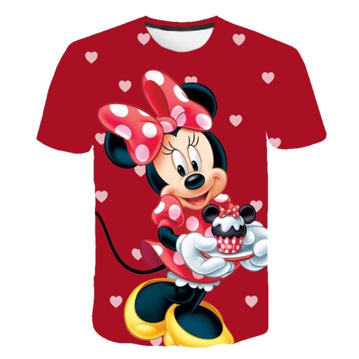Girl's Clothing Summer 2023 Mickey Minnie Mouse Disney Short Sleeve T-shirts for Girls Funny Fashion Streetwear Shirt