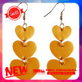 Women 3 Layers Love Heart Dangle Faux Leather Hook Earrings Valentine Day Gift. 