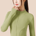 Lulu yoga suit jacket women's fitness suit quick drying standing collar tight fitting exercise fitness strict selection yoga top long sleeved summer. 