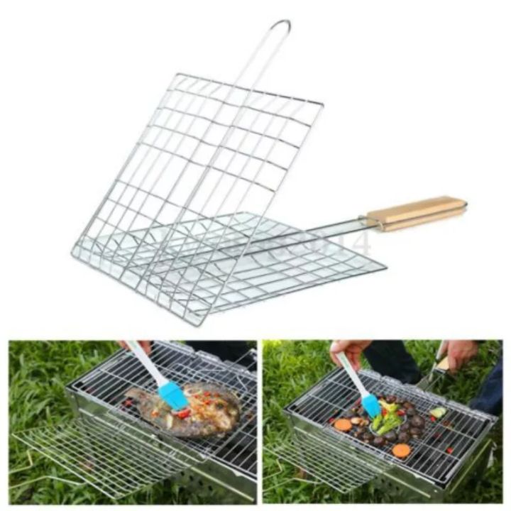 BBQ Grill Net Medium Size Stainless Steel Premium Quality Barbeque Grill Net Clip Bbq Tool Big Size Stainless Steel - Silver.