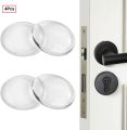 Door Knob Handle Wall Shield- 4Pcs | Transparent Round Reusable silicone Guard Door Stopper Wall Protector | Stronger Self Adhesive Door Handle Bumper. 