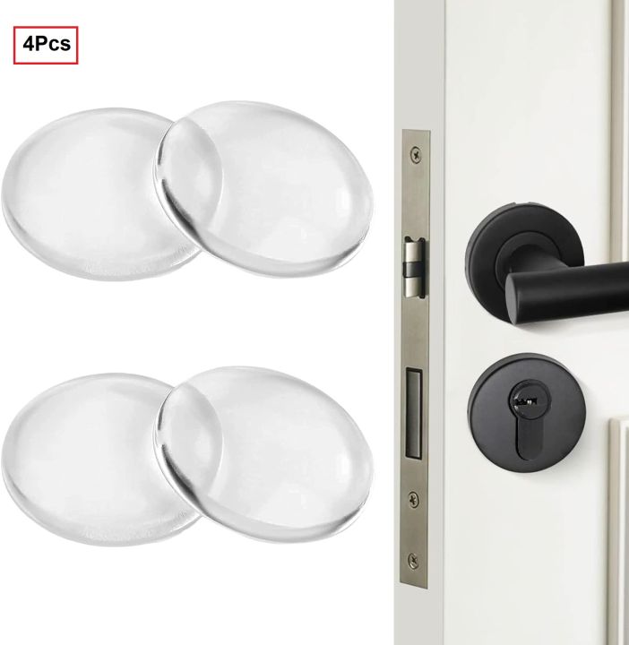 Door Knob Handle Wall Shield- 4Pcs | Transparent Round Reusable silicone Guard Door Stopper Wall Protector | Stronger Self Adhesive Door Handle Bumper