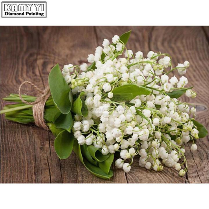 DIY Diamond Painting Lily of the valley Flowers Decorative Pictures of Rhinestones Hobbies Crafts Wedding LK1