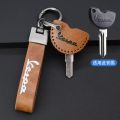 Genuine Ostrich Skin Retro Leather Scootor Motorcycle Key Fob Shell Case Cover Holder Chain Bag Protector Keychain For Vespa Enrico Piaggio Primavera Sprint S GTS LX LXV PX 946 Elettrica GTV Fly 50 125 150 200 300 300ie S50 S125 S150. 