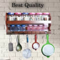 Wooden Spice Rack With Bottles And Tools Kitchen Rack Two Layer spice Rack Wooden Spice Bottle Holder Rack With Bottle And tools Condiment Rack Orgernizer. 