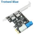 USB3 PCI express adapter PCI e to USB 3.0 20pin converter controller PCIe x1 USB 3 0 2 ports adapter USB3.0 PCI-e expansion card. 