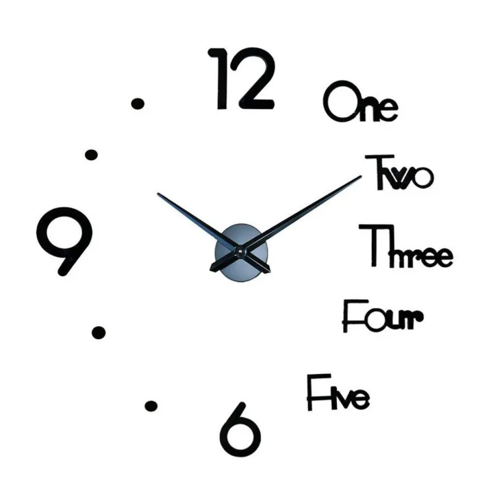 DIY Acrylic Wall Clock Beautiful and Fashionable Simple and Unique Style 3D Numbers and English Words DIY Wall Clock with Frameless Design Wall Decoration
