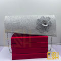 Gold Flower logo Silver Color Wedding Lady Satin Bags Lace chain Shoulder Bag Purse Party Girl Handbags. 