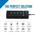 USB HUB 3.0 High Speed 4 Ports Splitter For High Speed (5Gbps) Transmission Ultra Slim Structure LED Indicator with Power Adapter for MacBook Laptop PC HUB USB 3.0 Windows xp/vista/7/8/10 and M ac OS Linux. 