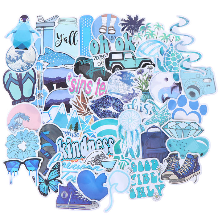 Sticker Blue Tech 【Fullyoung_520 Store】Cartoon Blue Stickers DIY Laptop Guitar Car Decals ...