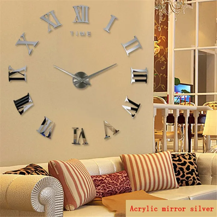 Roman%20Numeral%20Wall%20Clocks%203d%20Diy%20Mirror%20Wall%20Clock%20Sticker%20Quartz%20Clocks%20Watch%20Home%20Decoration%20Reloj%20De%20Pared%20-%20Image%202
