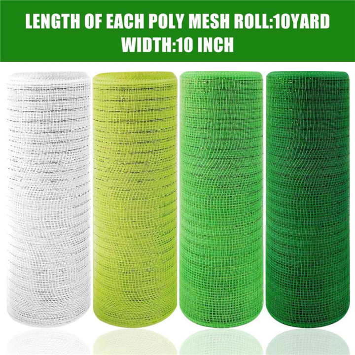 4%20Roll%20Plastic%20Mesh%20Flower%20Packing%20Gauze%20Green%20White%20Wired%20Edge%20Ribbon%2010%20Inch%20X%2030%20Feet%20Poly%20Deco%20Mesh%20Ribbon%20-%20Image%205