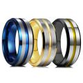 Beveled Edge Never Color Fade 8mm Stainless Steel Rings for Men Gifts. 