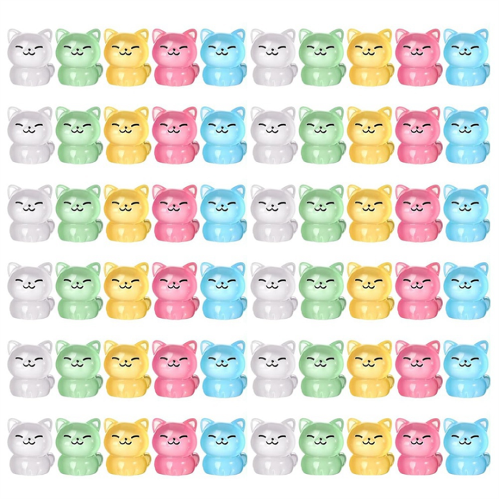 60 Pcs Luminous Miniature Cat Figurines Resin Cat Figures Glow in the Dark Mini Resin Animals Cat