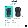 A Grade Logitech M185 New Wireless Mouse, 2.4GHz, USB Mini Receiver, Ambidextrous, 10m Wireless Range, 12-Month Battery Life, Compatible with Windows, Android, Mac, Chrome OS, Linux - Light Black. 