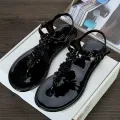 【BestGO】Flip Flops Sandals Women Flat Sandal Summer Beach Slippers With Flower Solid Casual Jelly Shoes For Girl/Lady F1121-25. 