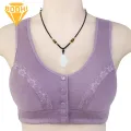 Comfortable Breathable Women Bra Comfortable Wireless Front Closure Sport Bra for Mid-aged Women Lace Splicing Removable Pads Ideal for Southeast Asian Buyers Mid-aged Women Wireless Brassiere. 