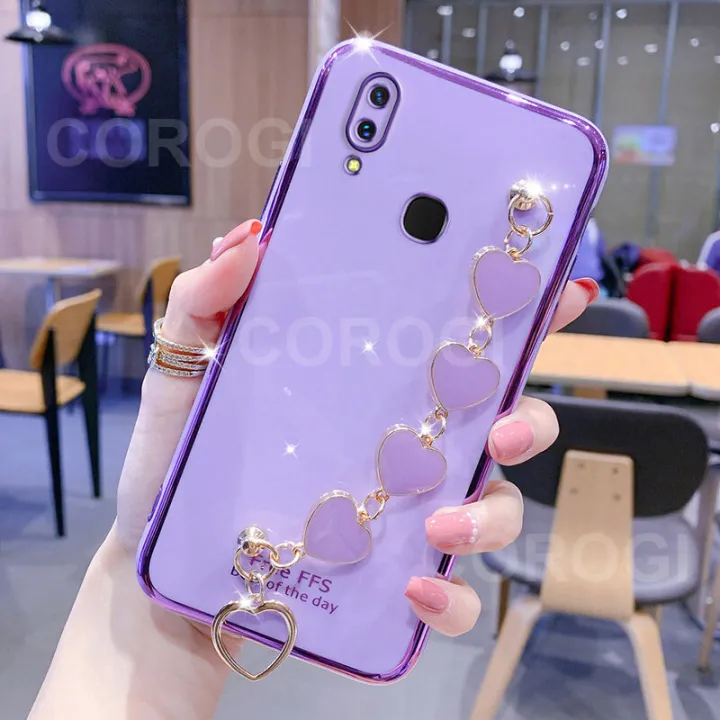 LECOMES%20for%20Vivo%20Y93%20Back%20Cover%20with%20Love%20Heart%20Bracelet%20Chain%20Luxury%206D%20Plating%20Shiny%20Soft%20Silicone%20Mobile%20Phone%20Case%20Pouch%20Girls%20-%20Image%204