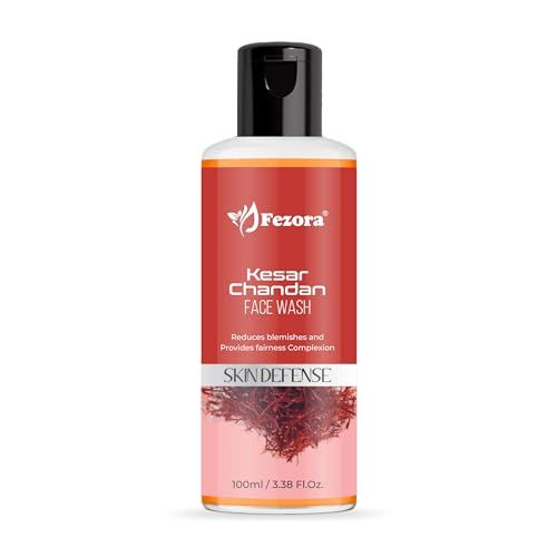 Fezora Ayurveda Natural Fairness Chandan & Kesar Face Wash for Complexion Brightening Everyday Facewash Saffron for Anti-Ageing Benefits Ayurvedic Facewash for All Skin Types (FROM INDIA)SAB