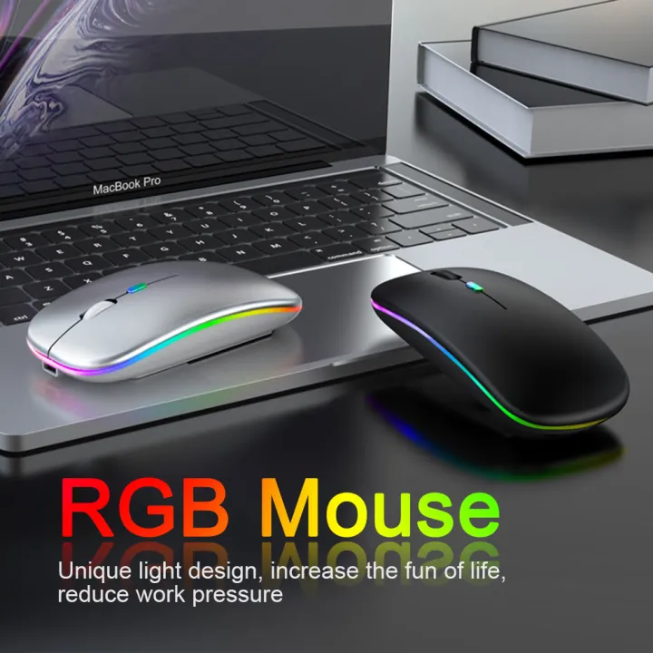 2.4g Wireless Mouse Usb Rechargeable Bluetooth-compatibel Rgb Silent Ergonomic Mouse With Backlight Compatible For Laptop Ipad