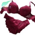 2 Pcs/Set Women Underwear Set Bra Panties Set Lace Push Up Elastic Deep V Neck Solid Color Soft Padded With Wire Bow-knot Back Closure Lady Intimate Clothes. 