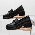 【FOOT SOFA】High Quality Soft Loafers Korean Trendy Leather Women Mary Jane Shoes Girls School Lolita Shoes College Round Toe Loafers for Women Flats. 