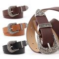 【HUT】 Vintage Adjustable Boho Western Belt Women Black Brown Leather Belt Female Cowboy Hight Waist Belts For Ladies Jeans Dresses. 