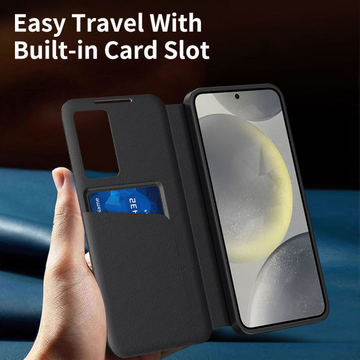 Smart%20APP%20Sleep%20Awake%20Flip%20Cover%20For%20Samsung%20Galaxy%20S25%20S24%20S23%20S22%20Ultra%20Plus%20Window%20View%20Flip-free%20Answer%20Calls%20Leather%20Cases%20-%20Image%205