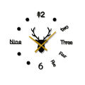 3D Deer Head Creative Wall Clock Acrylic Living Room Decoration DIY Personalized Wall Sticker Clock Modern Simple Silent Clock 1Set. 