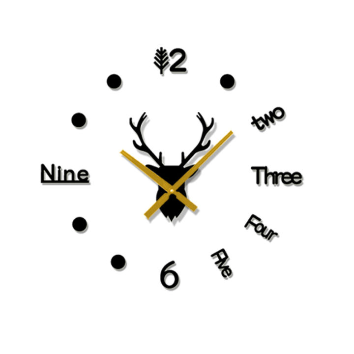 3D%20Deer%20Head%20Creative%20Wall%20Clock%20Acrylic%20Living%20Room%20Decoration%20DIY%20Personalized%20Wall%20Sticker%20Clock%20Modern%20Simple%20Silent%20Clock%201Set%20-%20Image%209
