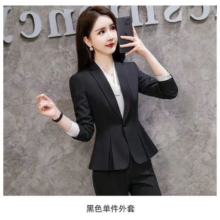 Black Suit Set Women's Spring and Autumn Temperament Office Wear Women's Suit Work Clothes High-End Interview Formal Wear Manager Work Clothes
