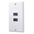 3X 2Port HDMI+USB 3.0 Female Wall Face Plate Panel Outlet Socket Extender White. 
