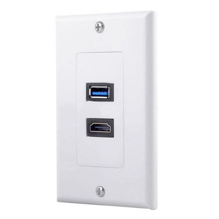3X%202Port%20HDMI+USB%203.0%20Female%20Wall%20Face%20Plate%20Panel%20Outlet%20Socket%20Extender%20White%20-%20Image%206