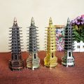 Feng Shui 9-Levels Wenchang Tower Metal Handicraft 3D Pagoda Statue Chinese Home Decoration Ornament. 