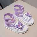 2024 Girls Purple Kuromi Cartoon Sandals Summer Internet Celebrity Childrens Outdoor Light soled Roman Princess Shoes. 