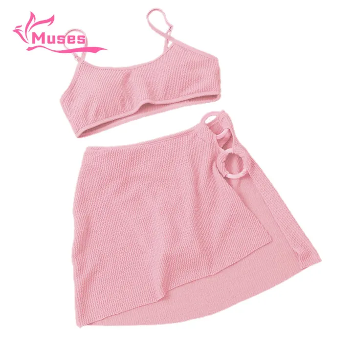 Muses Mall Women Bikini Set Stylish 2-piece Bikini Set with High Waist St for Women Quick Dry Beachwear Swimsuit Set Adjustable Straps Backless Design Padded Bikini Top