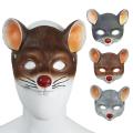 Halloween Cartoon Gray Brown Rat Animal Mask Mouse Half Face Cosplay Cat Leather Masquerade Carnival Party Masks Props Kid. 