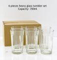 06 Pcs Heavy Glass Tumbler Set / Water Glass 350ml. 