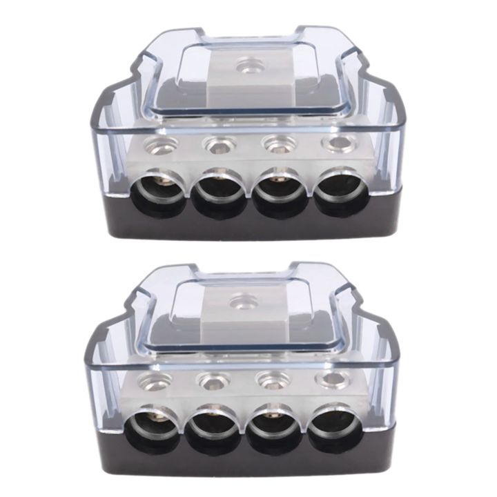 NANLIY 2X 4 Way Power Distribution Block 1 x 0/2/4 Gauge in /4 x 4/8 Gauge Out Ground Distributor Block for Car Audio Amplifier