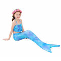 3Pcs/set Girl Kid Swimwear Mermaid Tail Sling Crop Tops Panties Gradient Color Swimsuit for 3-12 Years. 