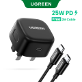 { Free 2m C-C Cable } UGREEN USB C Charger PD 25W Support Type C PD Fast Charging Phone Wall Charger For Samsung S20 S21, Samsung A52, Xiaomi 10 Pro Tablet. 
