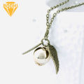 Harry Potter and The Deathly Hallows Gold Snitch Pendant Necklace Unisex Jewelry. 