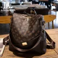LouisWill Women’s Backpack Large Capacity Backpack Shoulder Bag Lightweight Laptop Backpack Casual Zipper Packs With Splicing Contrasting MK Retro Print Design For Girls Teens Women’ Fashion. 