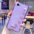 LECOMES for OPPO A57 (2016) Back Cover with Love Heart Bracelet Chain Luxury 6D Plating Shiny Soft Silicone Mobile Phone Case Pouch Girls. 